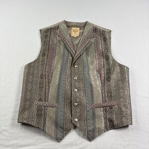 Wah Maker Frontier Vest Mens Large Paisley Western Cowboy Vintage USA Made